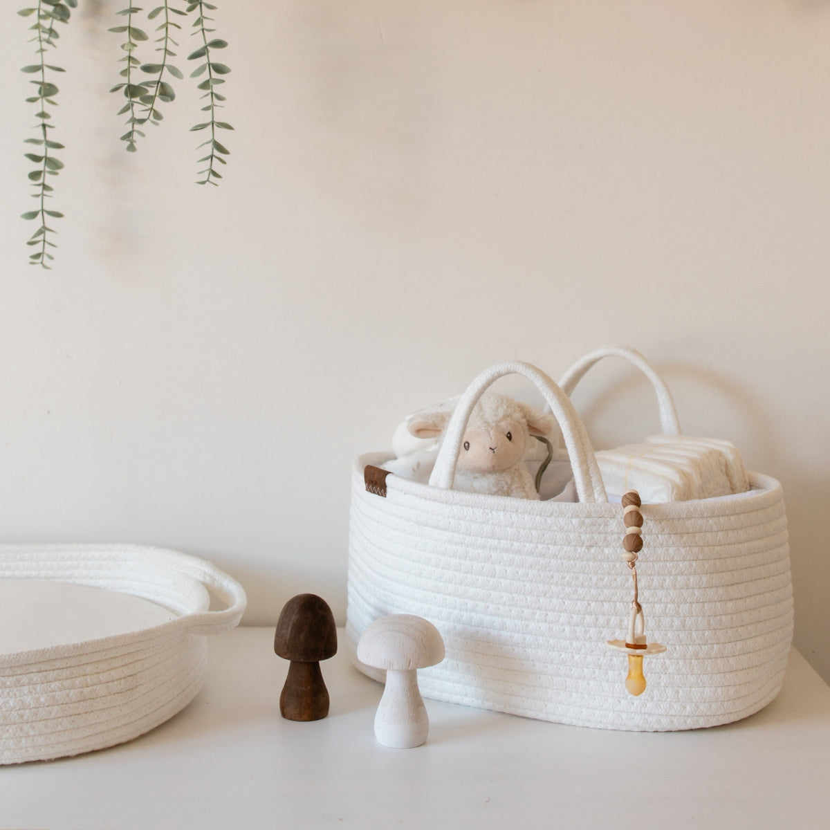 Bundle Changing basket & Diaper Caddy - Marled Beige